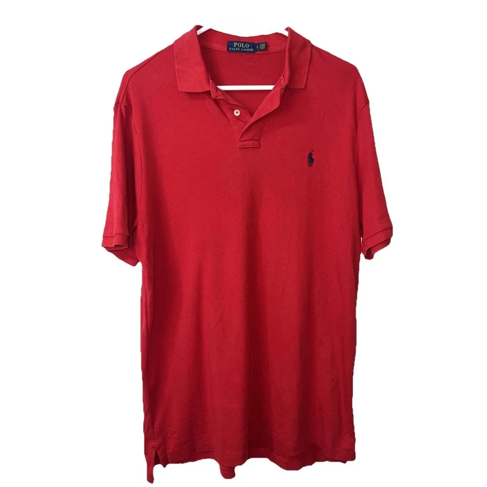 Polo Ralph Lauren Men's Red‎ Polo Short Sleeve Shirt Casual Basic Size Large
